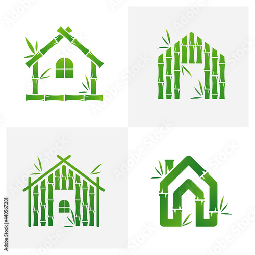 Set of House Bamboo logo vector template, Creative Bamboo logo design concepts