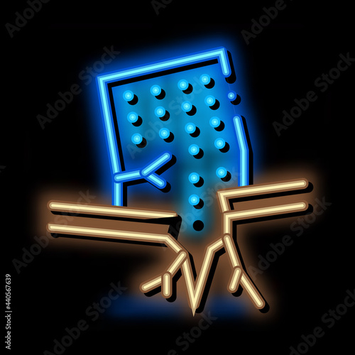 ertnquake house wreck neon light sign vector. Glowing bright icon ertnquake house wreck sign. transparent symbol illustration