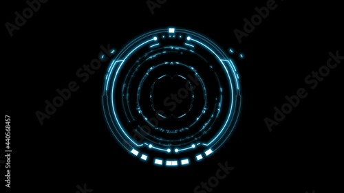 HUD technology elements background footage on black background. Futuristic Element User Interface Navigation with alpha channel.