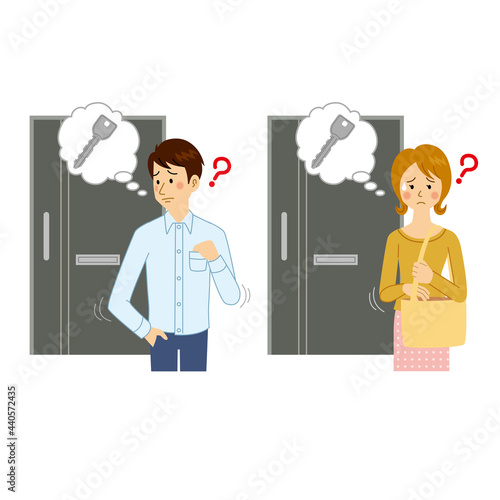 鍵が見当たらず焦る男女
