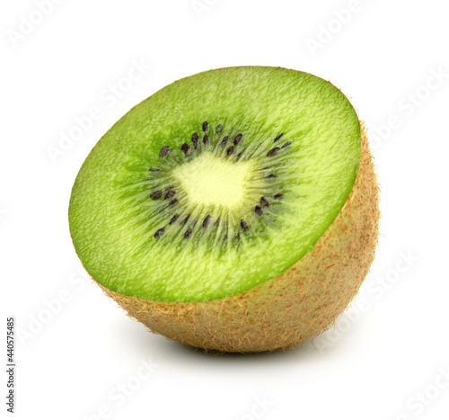 half kiwi fruit isolated on white background, cut out.