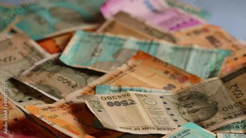 New Indian Currency 2000-500-200-100-50-10 with wooden background,collection of the Indian banknotes,growth in money