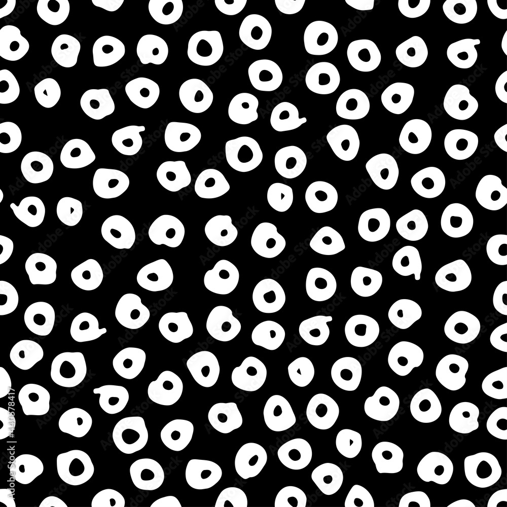 Seamless pattern, white abstract dots on black background. Design vector of fabrics, covers, dishes and more. Seamless pattern, white abstract dots on black background. Design vector of fabrics, covers, dishes and more.