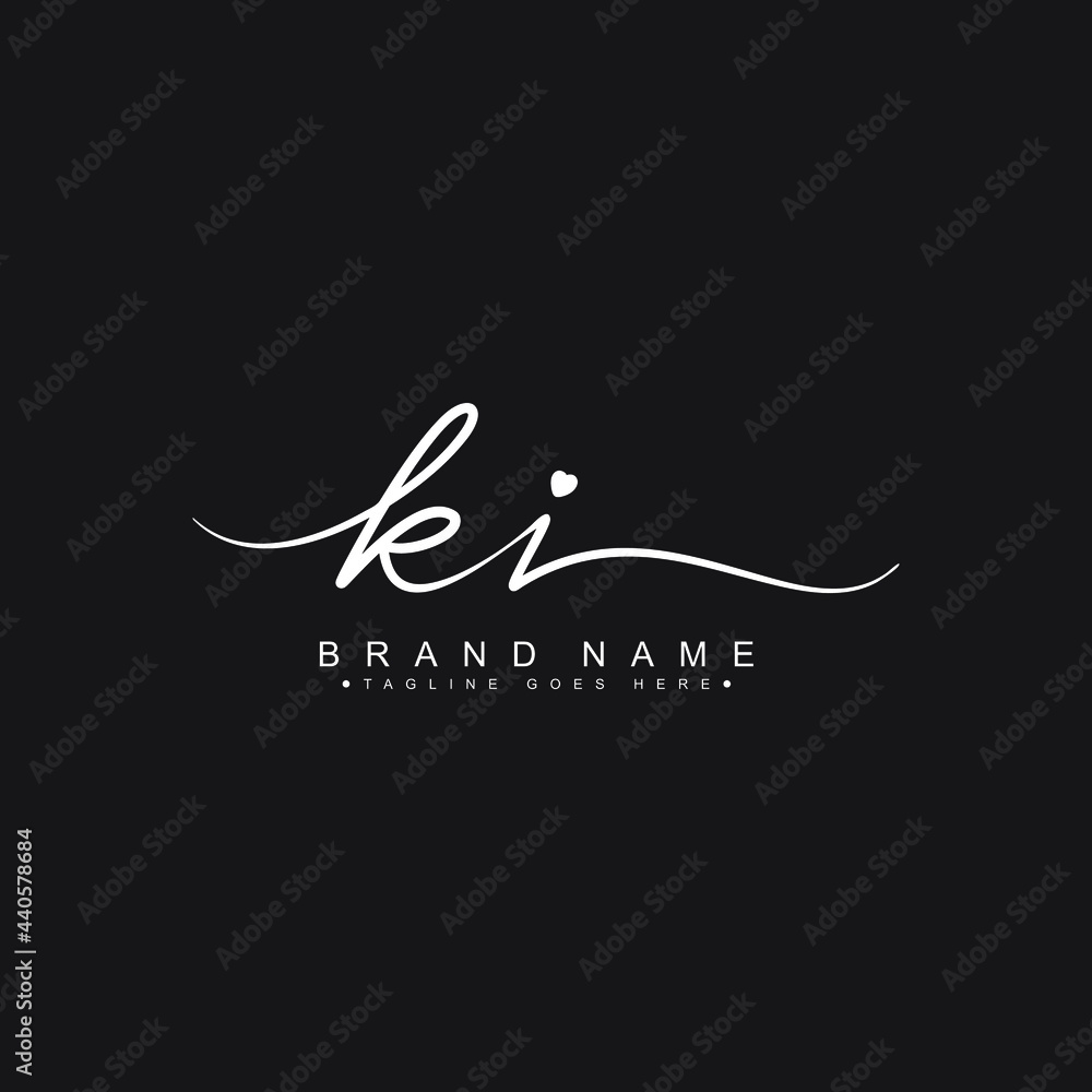 Initial Letter KI Logo - Hand Drawn Signature Logo - obrazy, fototapety, plakaty 