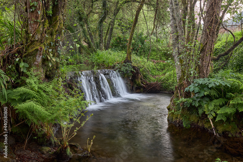 Small waterfalls formed by the river Tripes in the natural park of Mount Aloia Park  in the area of Galicia  Spain.