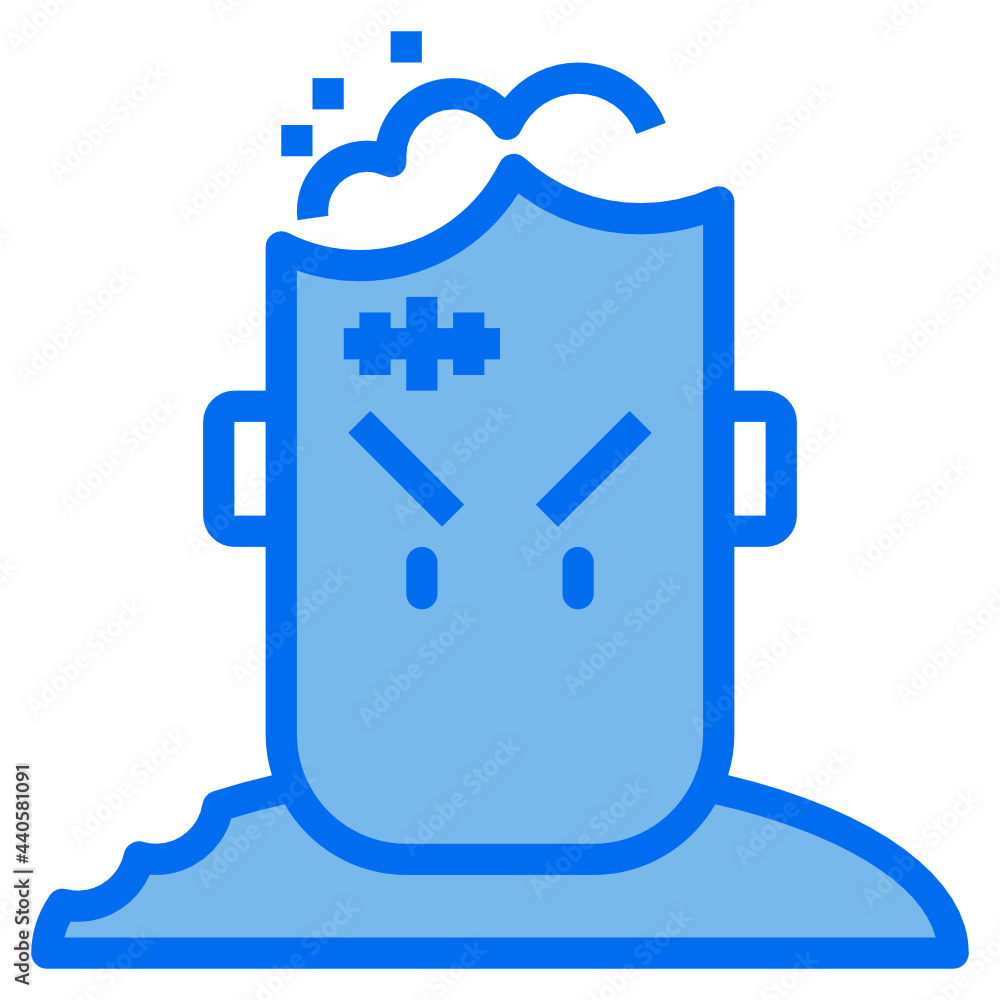 Obraz premium zombie blue line icon