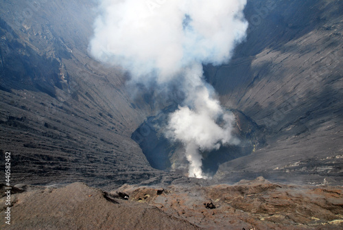 Edge of the volcano at Mount Bromo is an active volcano and part of the Tengger massif, in East Java, Indonesia.The volcano belongs to the Bromo Tengger Semeru National Park. Brown nature background