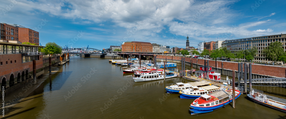 Fototapeta premium Hamburg, Germany. The Inner Harbor (German: Binnenhafen) on a sunny day.
