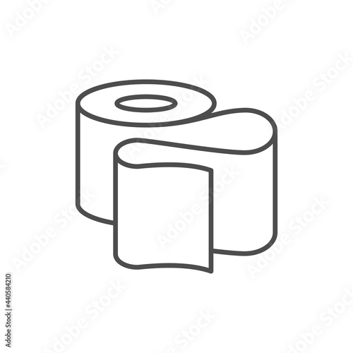 Toilet paper line outline icon isolated on white
