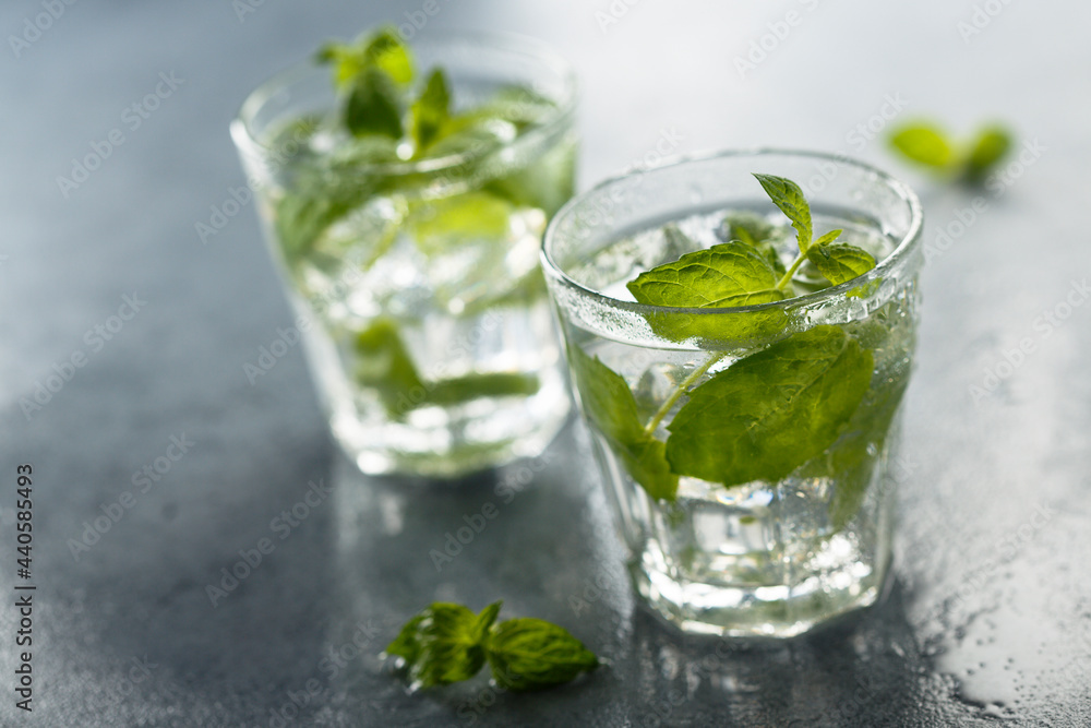 Refreshing mint drink or cocktail