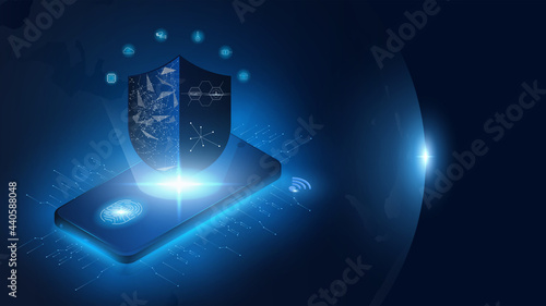 Internet Security Connection on Smartphone, internet of things, IOT, connection network technology, future technology