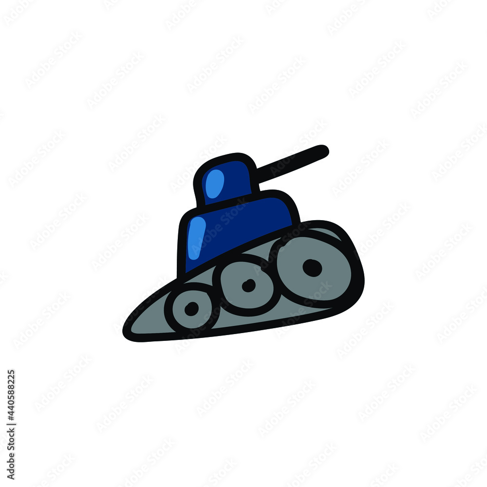 Tank icon in color drawing. Military weapon war. Tank icon in color drawing. Military weapon war.