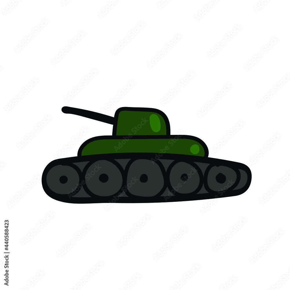 Tank icon in color drawing. Military weapon war. Tank icon in color drawing. Military weapon war.