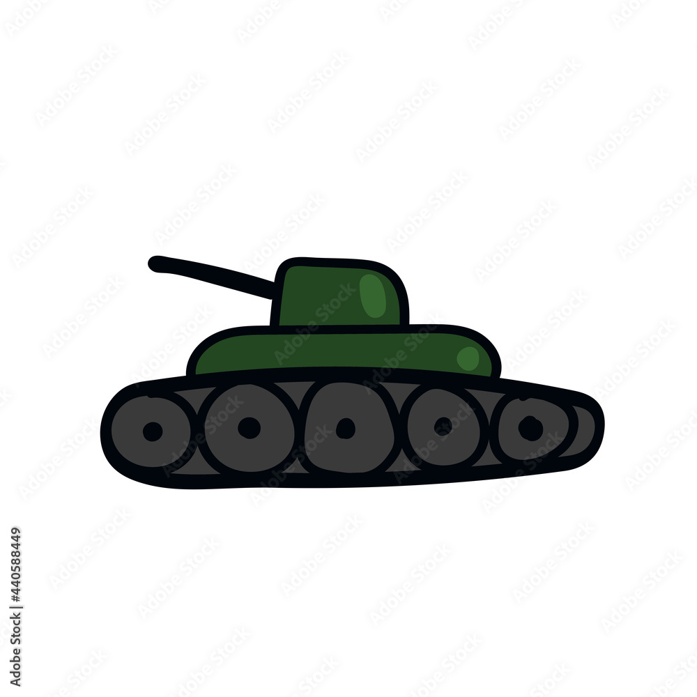 Tank icon in color drawing. Military weapon war. Tank icon in color drawing. Military weapon war.