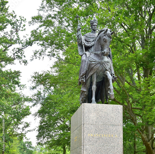 Historic sculpture monument of emperor Francis I. in Frantiskovy Lazne photo