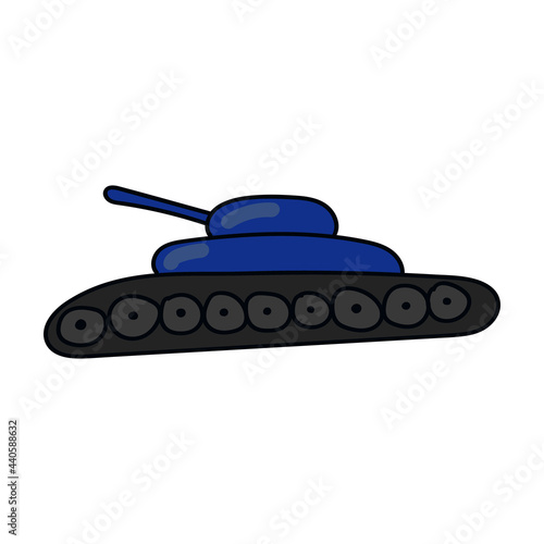 Tank icon in color drawing. Military weapon war.