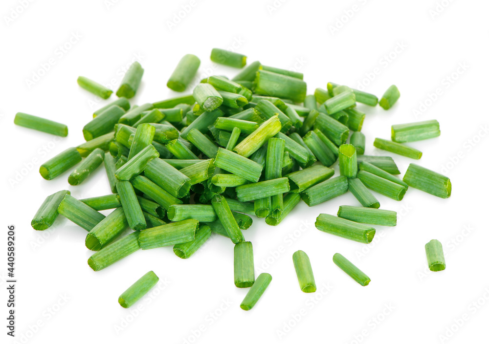 chopped spring onion or scallion isolated on white background chopped spring onion or scallion isolated on white background