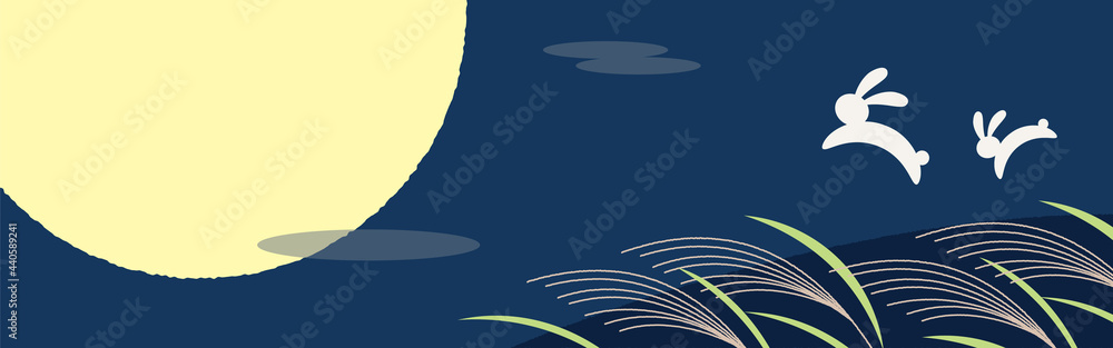 vector background with Japanese moon-viewing festival illustrations for ...