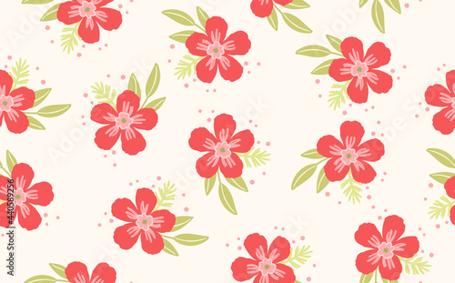 Wallpaper Mural Seamless floral pattern based on traditional folk art ornaments. Colorful flowers on light background. Scandinavian style. Sweden nordic style. Vector illustration. Simple minimalistic pattern Torontodigital.ca