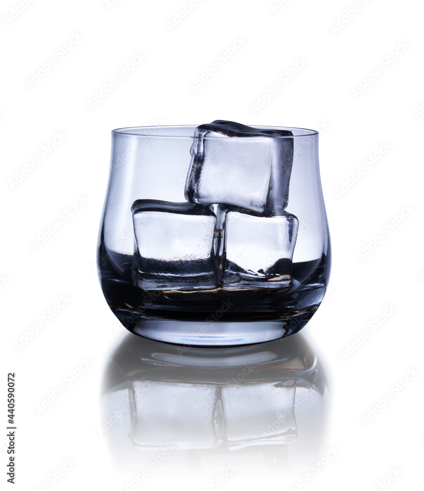 glass with ice cubes isolated on white background glass with ice cubes isolated on white background