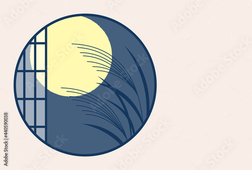 vector background with Japanese moon-viewing festival illustrations for banners, cards, flyers, social media wallpapers, etc.