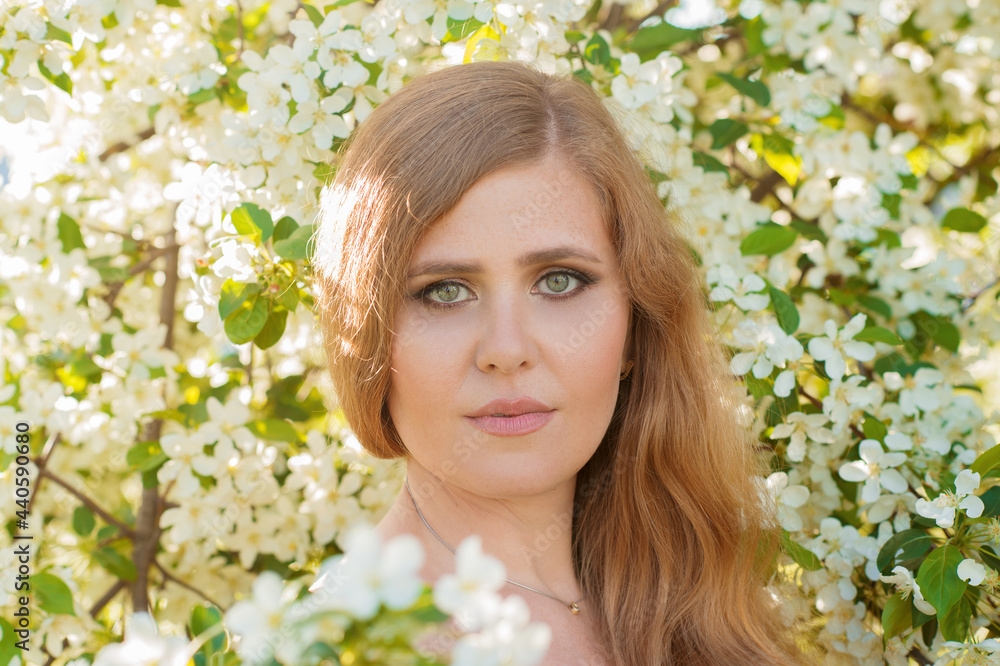 beautiful portrait woman with flowers closeup beautiful portrait woman with flowers closeup