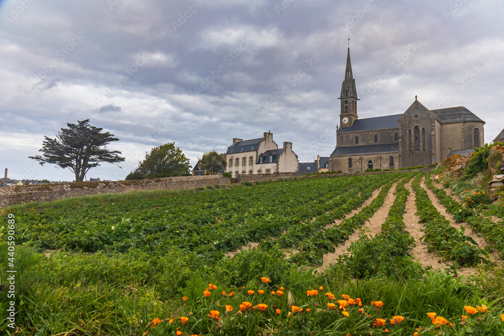 Church of Ile de Batz (Roscoff), Finistere, Brittany, France