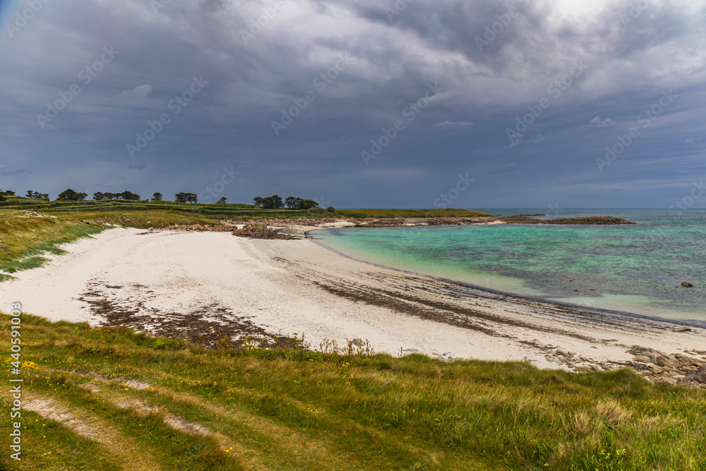 White sand beach in Ile de Batz (Roscoff), Finistere, Brittany, France White sand beach in Ile de Batz (Roscoff), Finistere, Brittany, France