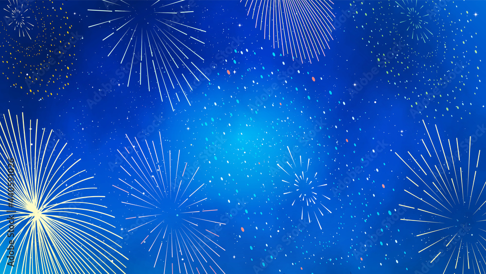 綺麗な花火と背景 水彩 花火大会 壁紙 イラスト素材 Stock Vector Adobe Stock