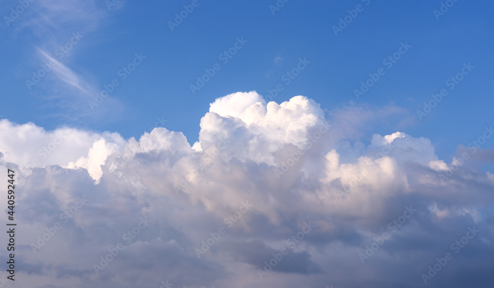Evening blue sky. Big white clouds Evening blue sky. Big white clouds