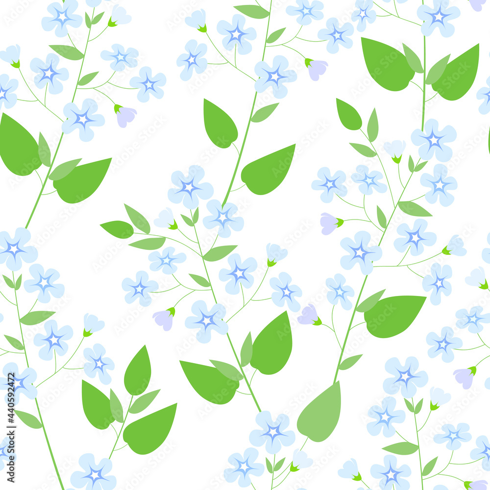 Obraz premium Seamless pattern with light blue flowers