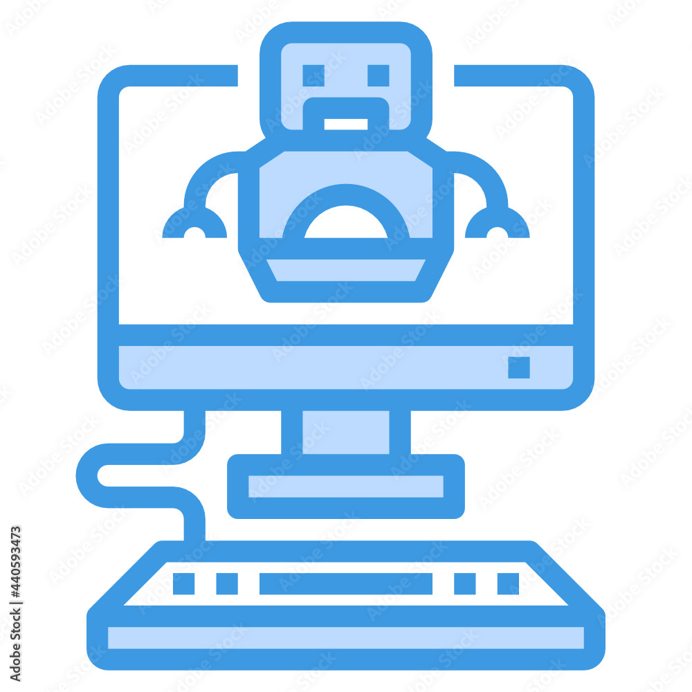 Obraz premium Robot blue outline icon