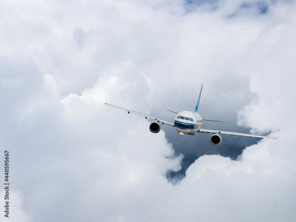 Airplane flying in the blue sky Airplane flying in the blue sky