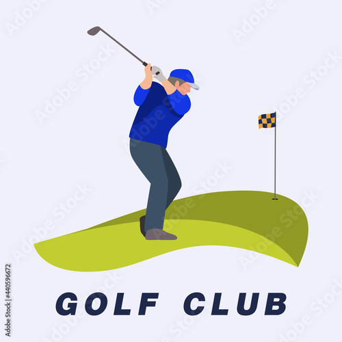 Man to Play Golf Logo Abstract Swing and Hit the Ball