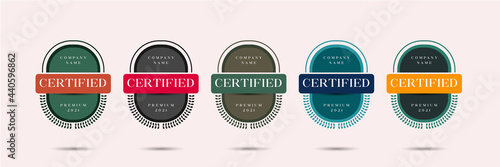Certified badge logo design for company training badge certificates to determine based on criteria. Set bundle certify with vintage style vector illustration template.