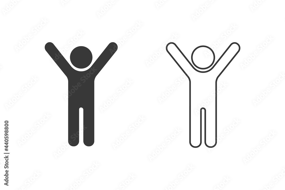 Man raised two hands icon set, vector simple isolated illustration Man raised two hands icon set, vector simple isolated illustration