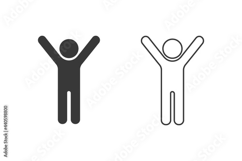 Wallpaper Mural Man raised two hands icon set, vector simple isolated illustration Torontodigital.ca