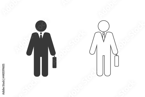 Businessman vector icon set in flat style. Vector