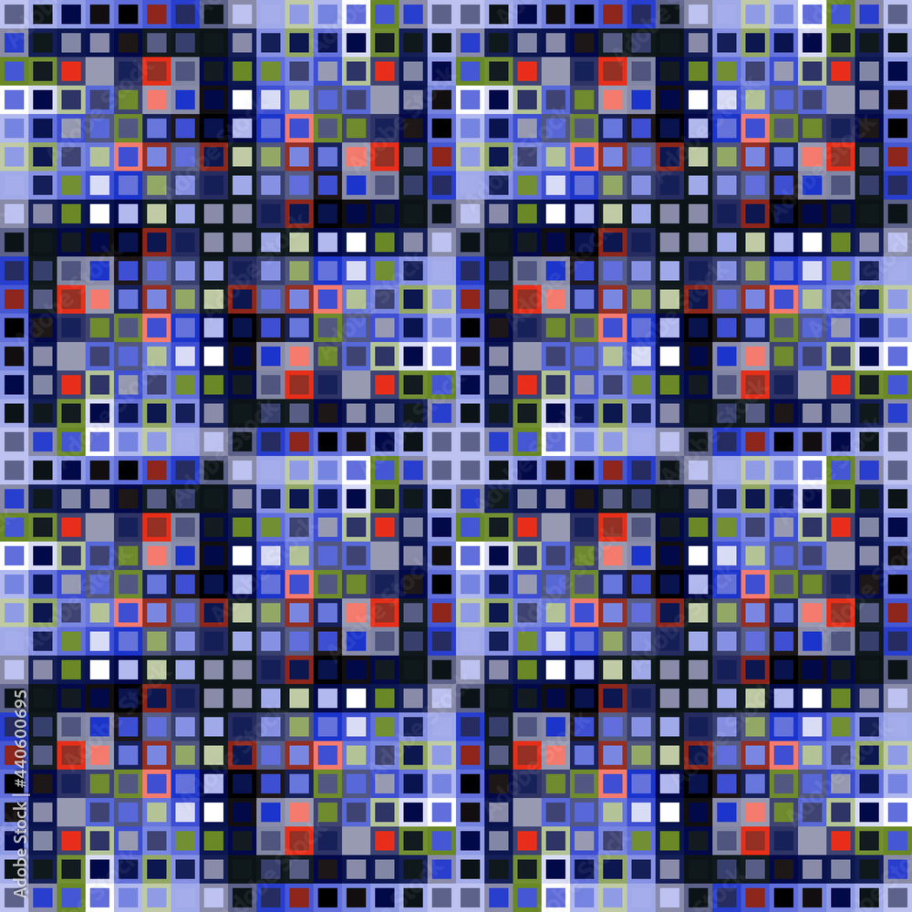 Blue repeated tile pattern. Vector seamless decorative and abstract tile ornament. Mosaic blue wallpaper tile. Blue repeated tile pattern. Vector seamless decorative and abstract tile ornament. Mosaic blue wallpaper tile.