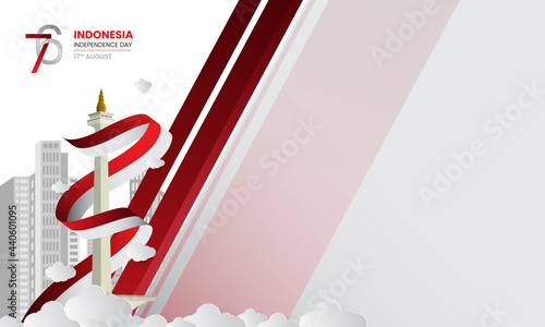 17 August 1945, 76th Happy Indonesia Independent Day. Dynamic indonesian flag banner template. Vector illustration