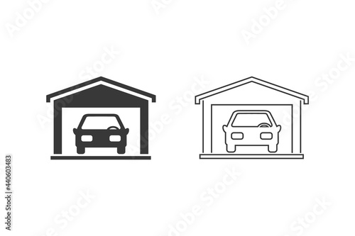 Car garage icon set on white background