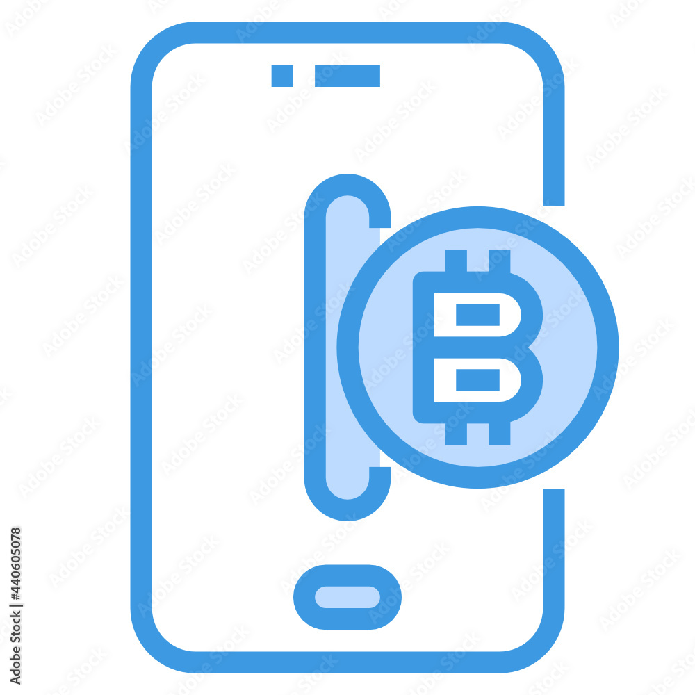 Bitcoin blue outline icon