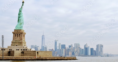 Statue of Liberty Looking to Manhattan  New York  United States of America