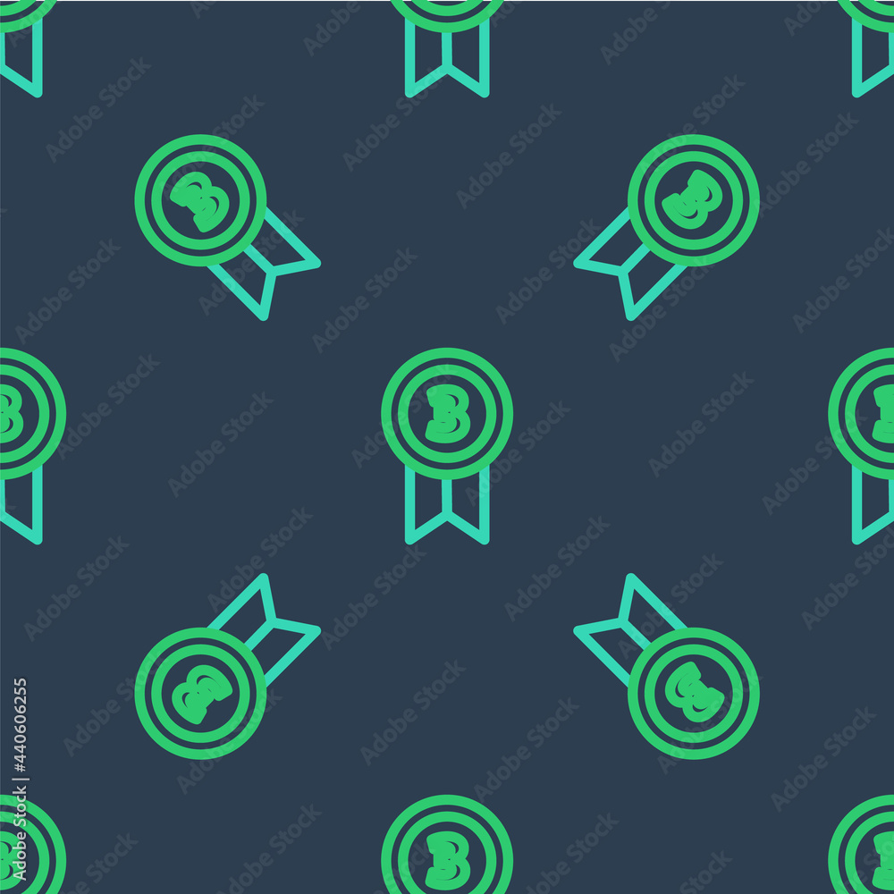 Line Medal icon isolated seamless pattern on blue background. Winner achievement sign. Award medal. Vector Line Medal icon isolated seamless pattern on blue background. Winner achievement sign. Award medal. Vector