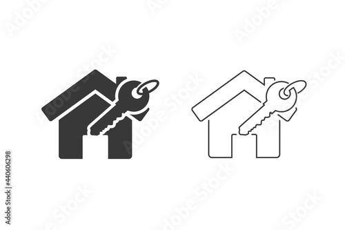 House Key Icon Set On White. Vector