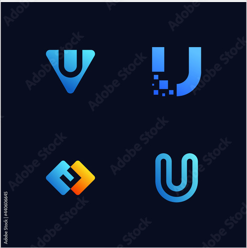 Set of letter U logo graphic design. icons for modern business technology.