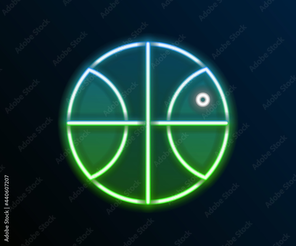 Glowing neon line Basketball ball icon isolated on black background. Sport symbol. Colorful outline concept. Vector Glowing neon line Basketball ball icon isolated on black background. Sport symbol. Colorful outline concept. Vector