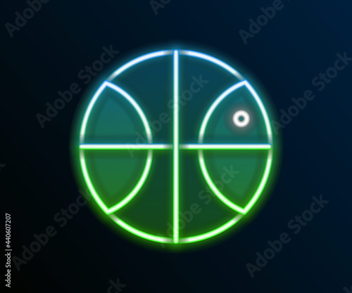 Glowing neon line Basketball ball icon isolated on black background. Sport symbol. Colorful outline concept. Vector
