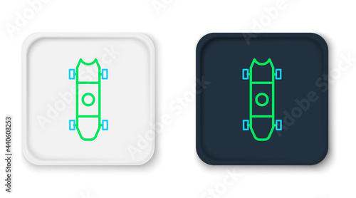 Line Longboard or skateboard cruiser icon isolated on white background. Extreme sport. Sport equipment. Colorful outline concept. Vector