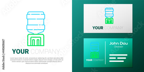 Line Water cooler for office and home icon isolated on white background. Water dispenser. Bottle office, plastic and liquid. Colorful outline concept. Vector